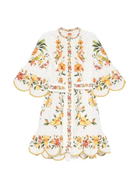 Rochie mini Farm Rio cu model floral cu imagine alb