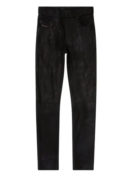 Pantaloni Diesel din piele cu 5 buzunare negru