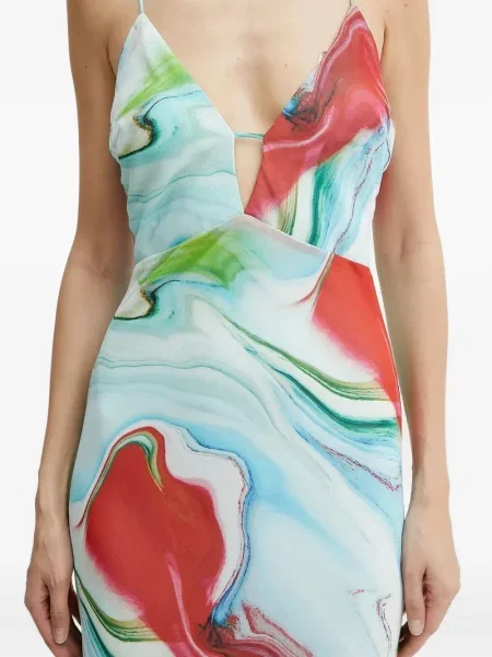 Rochie maxi Bardot cu imagine de costum albastru