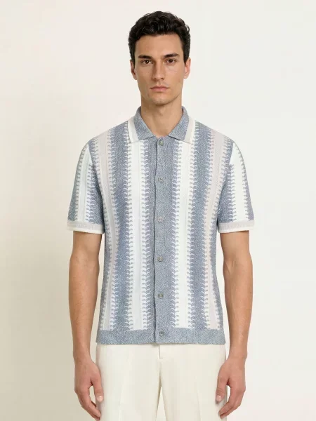 Reiss Pletená Košile Dale Regular Fit krémová / černošedá