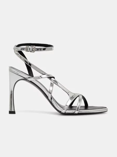 Rotate sandały skórzane srebrne