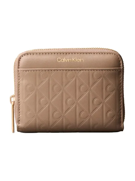 Portofel Calvin Klein Emblem Aop Embossed Zip Around bej