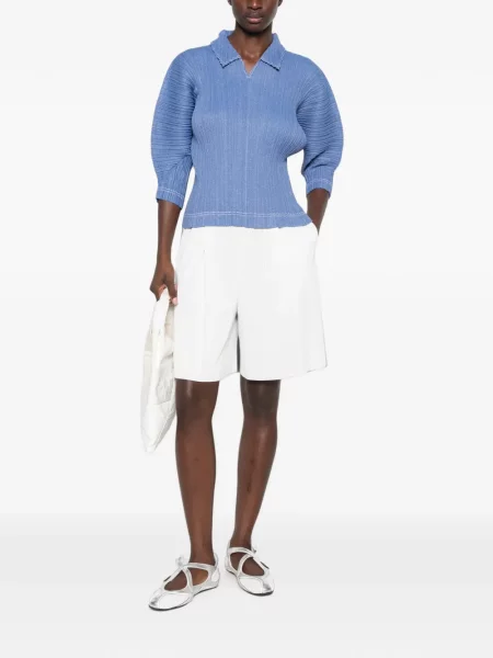 Pantaloni scurți Pleats Please Issey Miyake alb