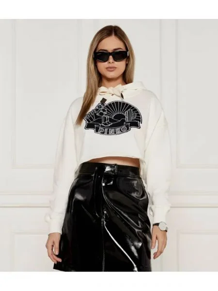 Pinko Hanorac MAGLIA | Cropped Fit alb