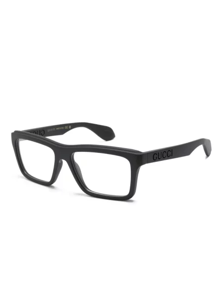 Kvadratiniai akiniai nuo saulės Gucci Eyewear su autografu juoda