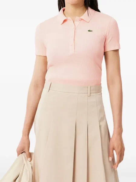 Tricou polo Lacoste cu autograf roz