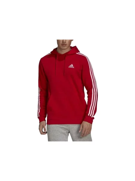 Geacă cămașă Adidas din fleece cu dungi roșu