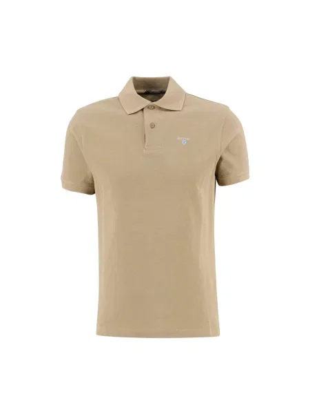 Koszulka polo Barbour w kratę beżowa