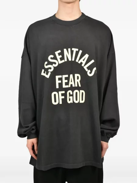 Lung tricou Essentials cu imagine negru