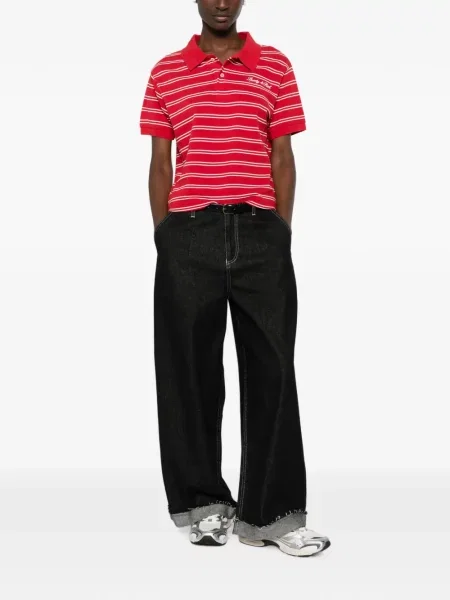 Tricou polo Sporty & Rich cu broderie roșu