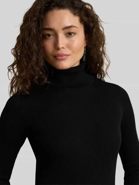 Sweter z golfem o kroju slim fit z mieszanki bawełny i modalu Lauren Ralph Lauren czarny