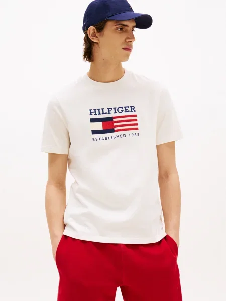 TOMMY HILFIGER Majica AMERICANA mornarska / svetlo rumena rdeča