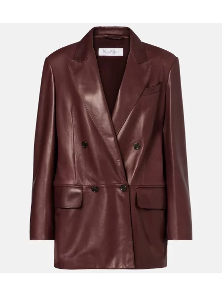 Kurtka skórzana Max Mara brązowa