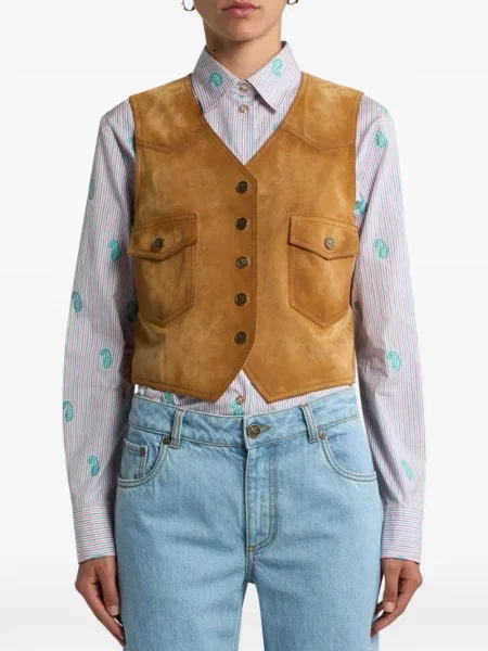 Vestă Etro din piele de căprioară maro