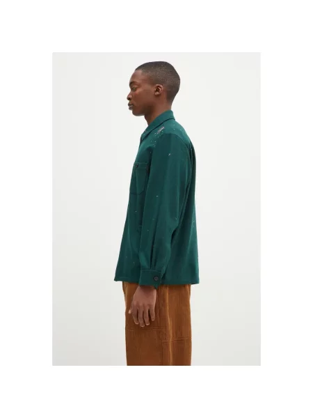 Undercover koszula wełniana Shirt relaxed z kołnierzykiem klasycznym zielony