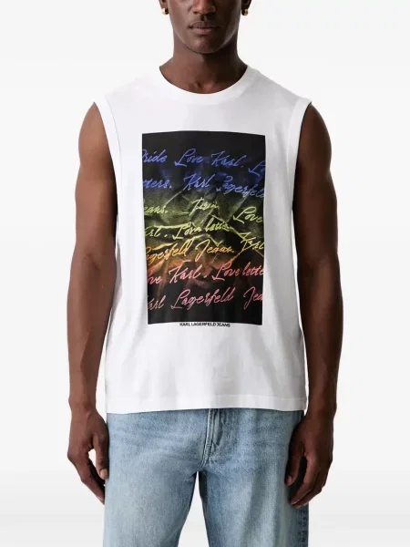 Vestă denim Karl Lagerfeld Jeans cu imagine alb
