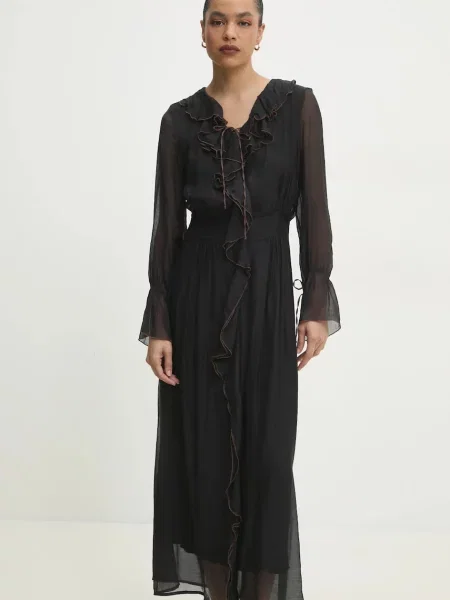 Answear Lab sukienka maxi rozkloszowana czarny