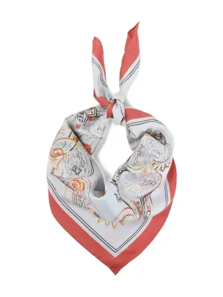 Fular Etro cu imagine cu model paisley alb