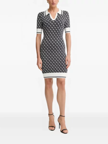 Rochie mini Guess cu autograf albastru