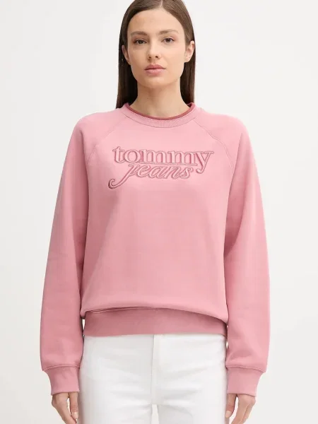 Суитчър Tommy Jeans с апликация розово