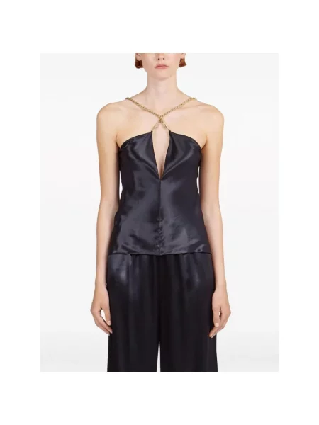 Top Ferragamo z dekoltem halter czarny