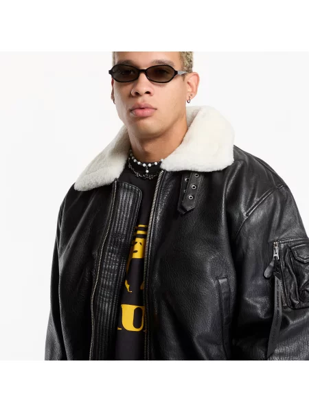 Geanta de piele Alpha Industries negru