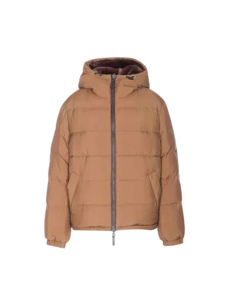 Kurtka puchowa Yves Salomon dwustronna brązowa