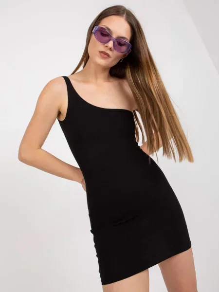 Rochie Fashionhunters cu un umăr gol de costum negru