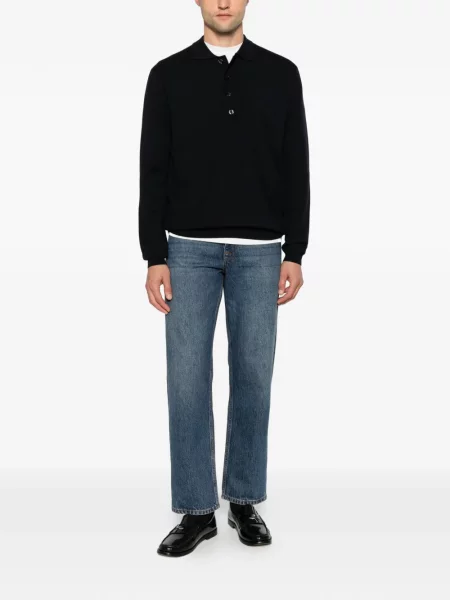 Lung tricou polo Low Brand negru