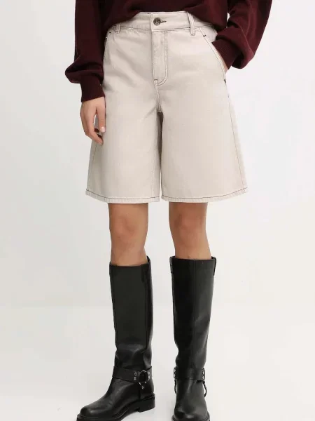 Miss Sixty pantaloni scurți jeans uni high waist bej