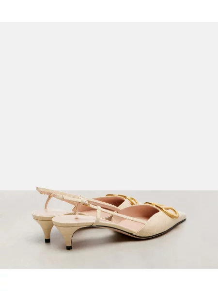 Pantofi cu toc Valentino Garavani din piele slingback alb