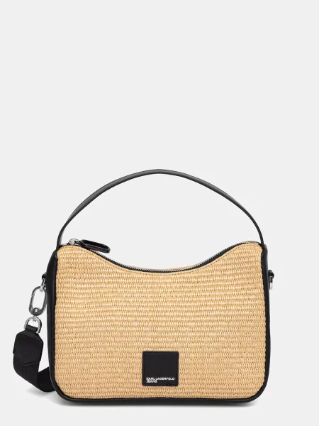 Karl Lagerfeld Jeans crossbody kabelka pletená béžová