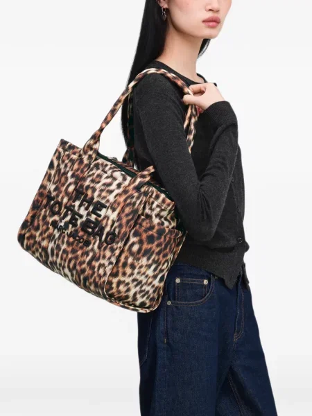Geantă shopper Marc Jacobs cu model leopard maro