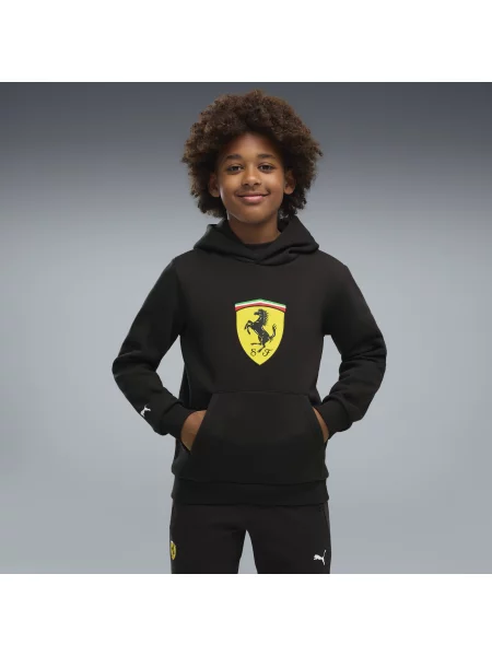 PUMA Młodzieżowa bluza z kapturem Scuderia Ferrari ColouCzerwony Shield z dzianiny Akcesoria czarny