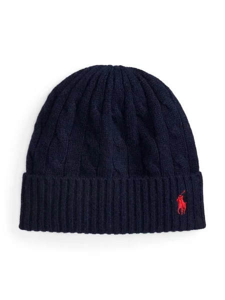 Czapka z mieszanki wełny z wyhaftowanym logo Polo Ralph Lauren granatowa