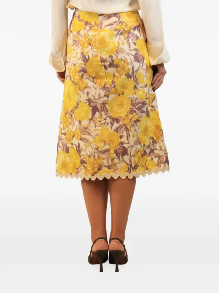 Fustă midi Zimmermann cu model floral cu imagine galben