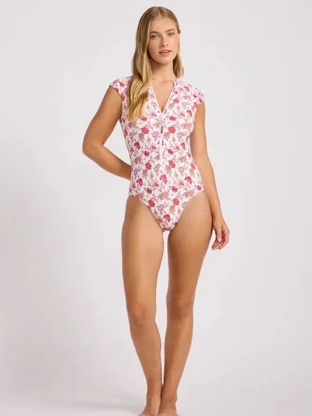 Seafolly strój kąpielowy jednoczęściowy Zip Front różowy