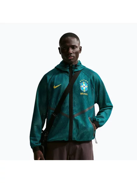 Geacă de fotbal pentru bărbați Nike Brazil Soccer Anthem geode teal/light mint/midwest gold mentă