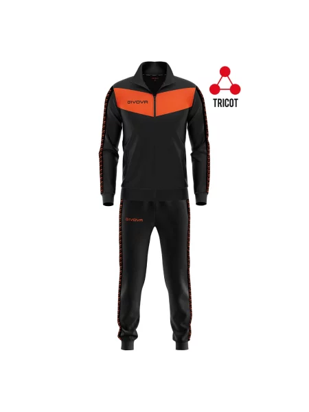 GIVOVA dres sportowy komplet bluza i spodnie Triacetato czarny/pomarańczowy S czarne