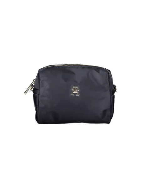 Lniana torebka Tommy Hilfiger niebieska