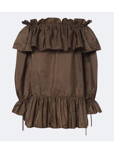 Rochie Saint Laurent cu volane din poplin maro