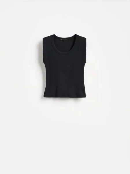 Reserved Bluză cu umeri întăriți negru
