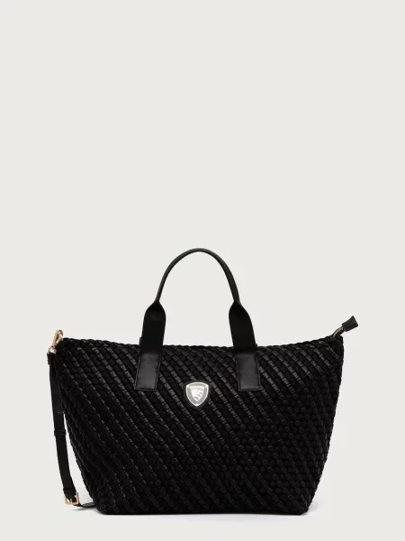 Blauer torebka shopper z imitacji skóry czarna