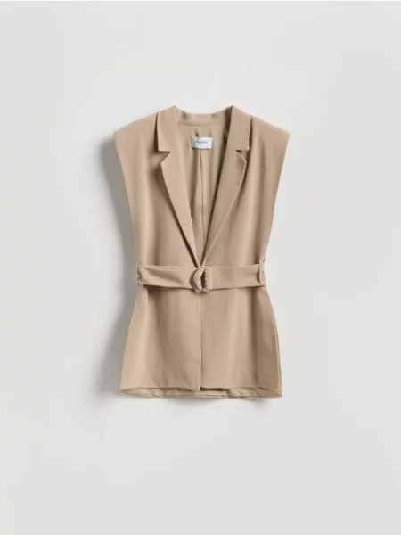 Reserved Kamizelka z lyocellem beżowy