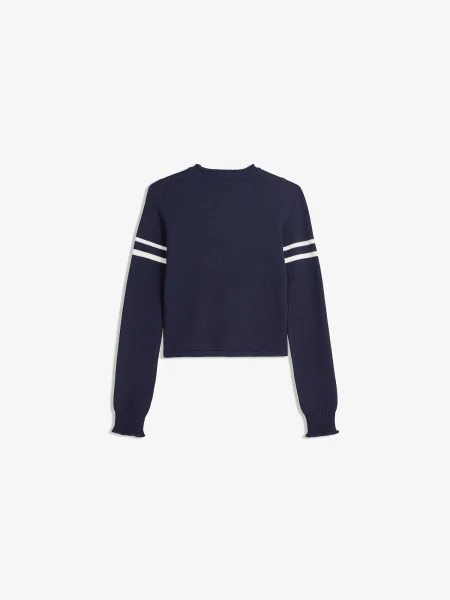 Bershka Sveter tmavomodrá biela