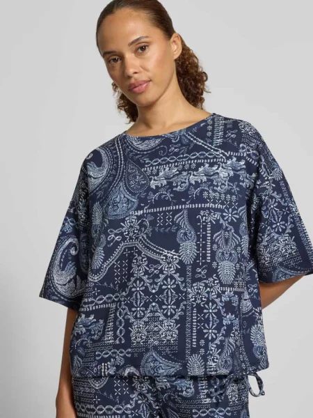 Bluzka o kroju relaxed fit z mieszanki Christian Berg Woman granatowa