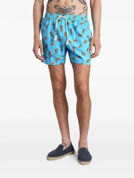 Slip de baie Mc2 Saint Barth cu imagine cu dungi de tigru cu cordon albastru