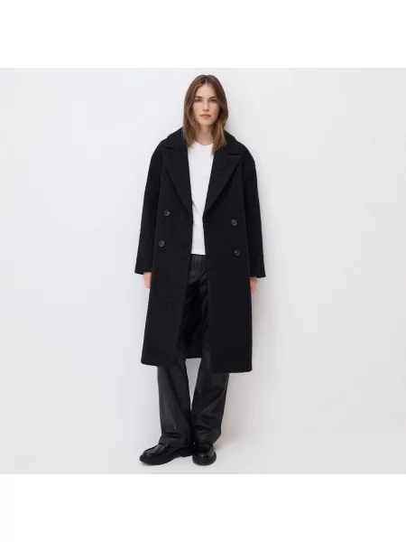 Reserved Dvouřadý kabát oversized černý