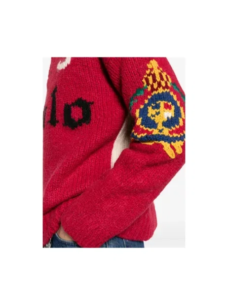 Dzianinowa koszulka polo Ralph Lauren z logo czerwona