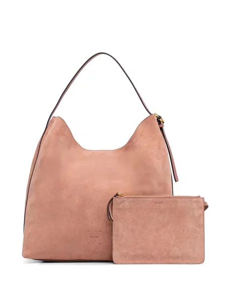 Geantă shopper Pollini din piele de căprioară roz